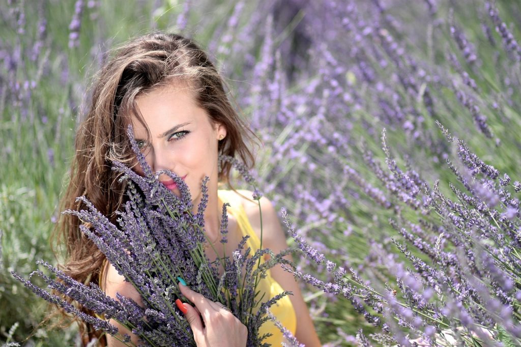 woman, lavender, flowers Photo by AdinaVoicu